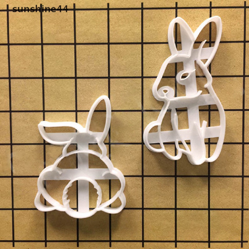 Sunshine1/2pcs Cute Bunny Cookie Cutters DIY Biskuit Cetakan Dapur Baking Aksesoris.