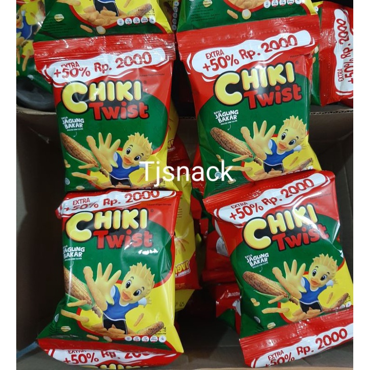 

Chiki Twist Rasa Jagung Bakar 15g+7,5g @10pcs (Extra isi 50%)