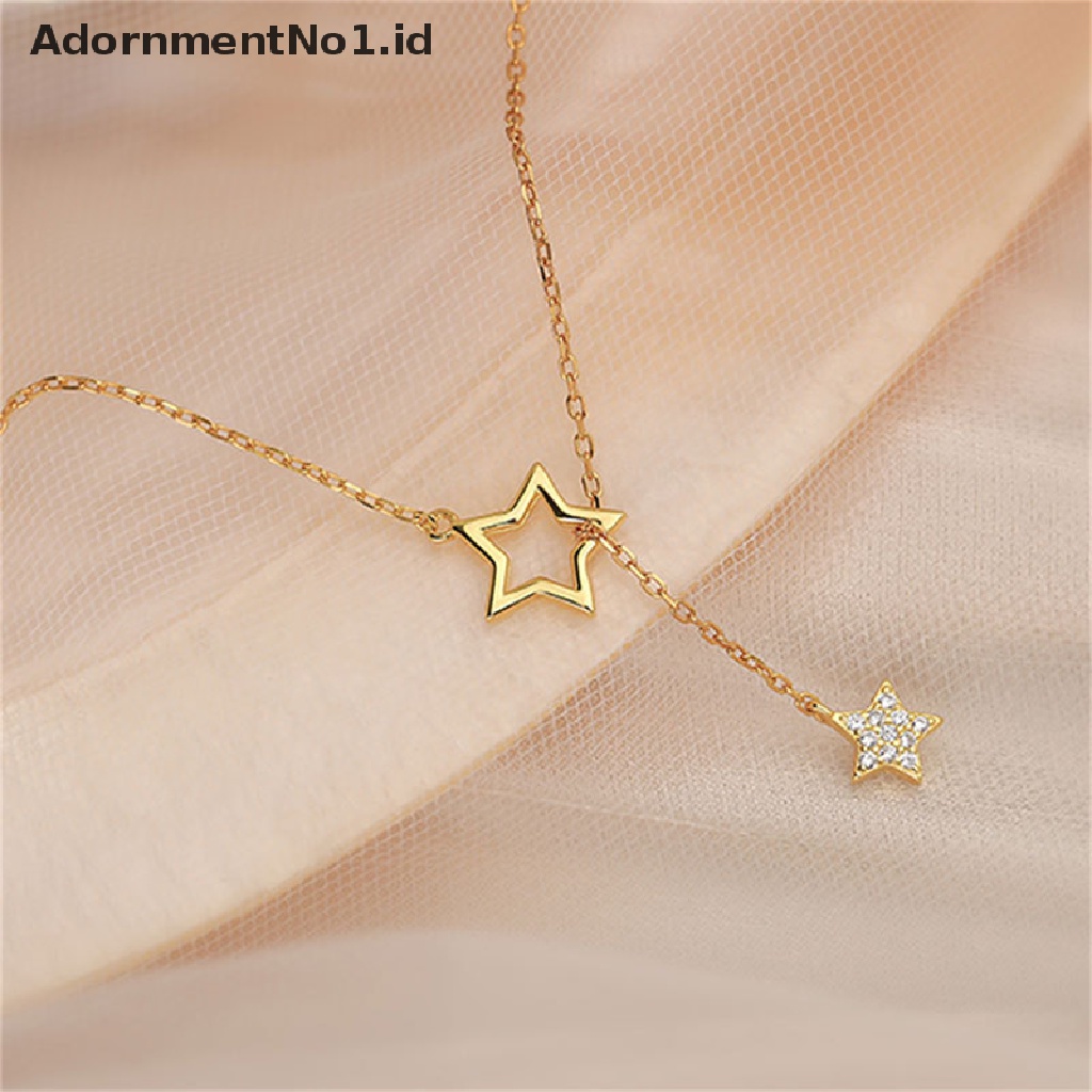 [AdornmentNo1] Kalung Zircon Stars Untuk Wanita Desain Hollow Kalung Rantai Klavikula Elegan [ID]