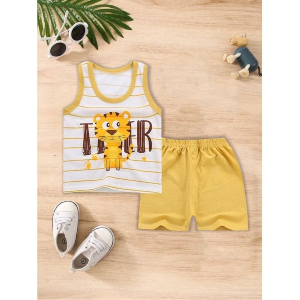 SETELAN ANAK ANAK TIGER/SETELAN SINGLET ANAK ANAK PREMIUM/SET ANAK UMUR 0-5 TAHUN