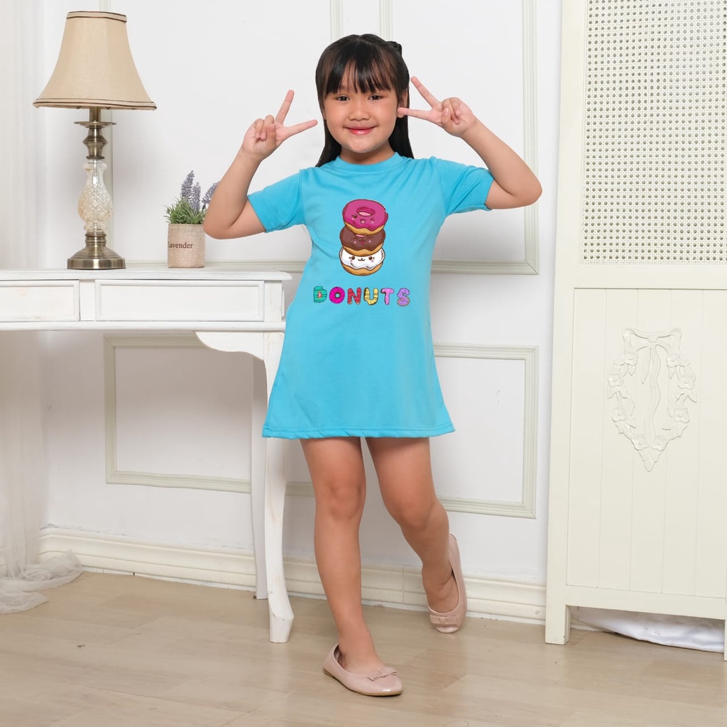 Hzl_outfit DRESS FOR GIRL KIDS ANAK DONUTS DRESS ANAK (COD)