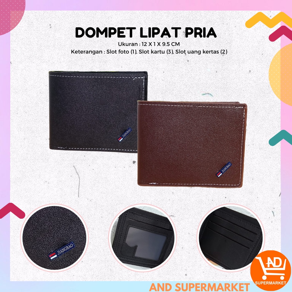 AND / COD / Dompet Lipat Pria Import Dompet Cowok Lipat Kulit PU Murah Dompet Hitam Laki - Laki Fashion Terkini D90