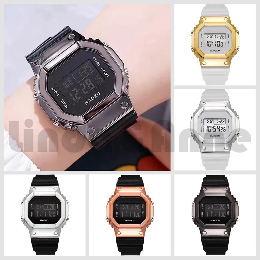 Jam Tangan Digital Rubber Segi Grosir Murah Karet Sport LED Wanita Dan Pria