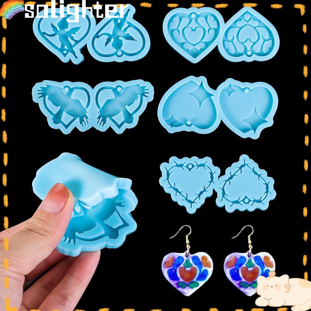 Solighter Anting Cetakan Resin Kerajinan Resin Epoxy UV Membuat Perhiasan Alat Menjuntai Silicone Mold