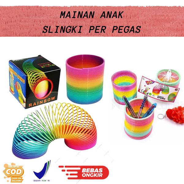 COD ∣ Slinky Magic Spring Rainbow Spiral Pelangi Toys Mainan Edukasi Anak per peran Pegas ∣ Slinki ∣