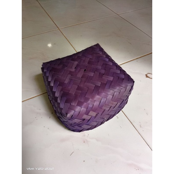 anyaman besek bambu warna per pcs murah warna merah kuning hijau biru ungu coklat pink sepasang 2 ka