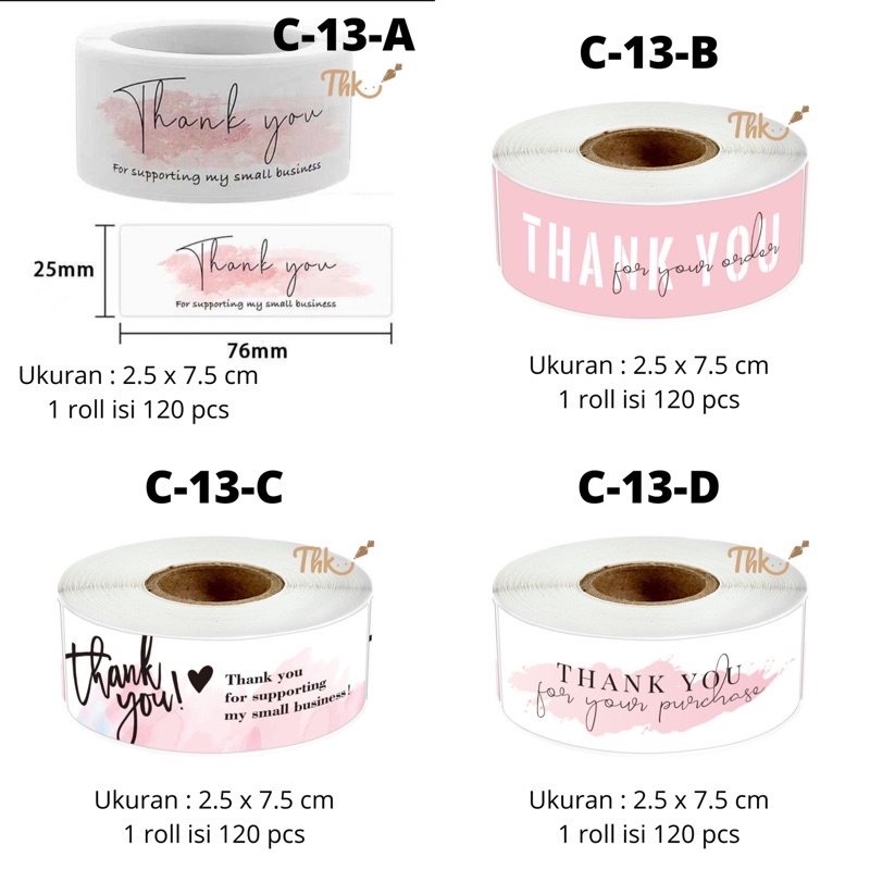 

C13 - Stiker Sticker Thank You Panjang (120pcs)