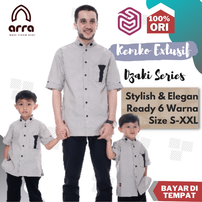 Baju Kemeja Koko Couple Ayah dan Anak Laki-laki Lengan Pendek Original Arra Dzaki Koko Pria Kemko Ra