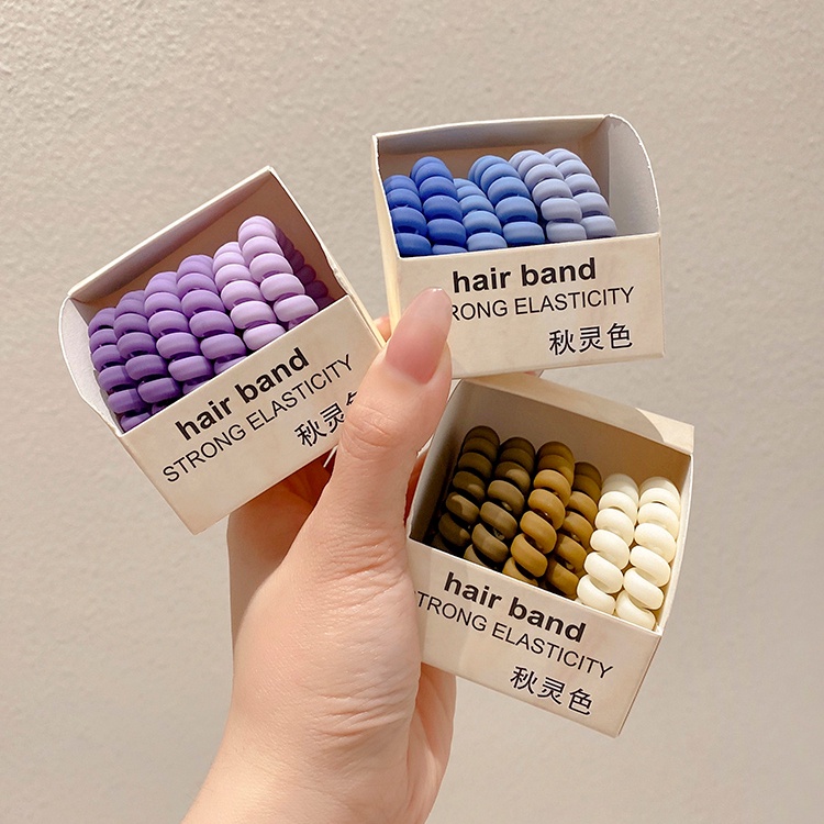 Cincin Rambut Korea Warna Frosted Telepon Kawat Rambut Scrunchies Musim Panas Sederhana Mengikat Tali Rambut Tali Rambut Elastis Tinggi