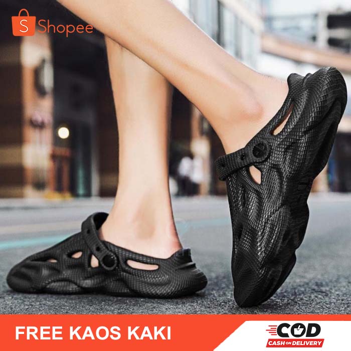Sandal Sepatu Slop Dragon Black Sepatu Slip On Pria Karet Black Sandal Baim Ori
