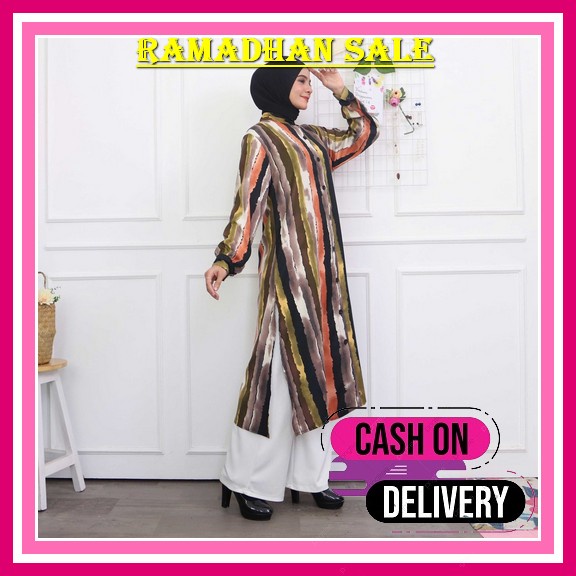 Setelan Crinkle Terbaru 2023 Tunik Dan Celana Kekinian Audy Set One Set Setelan Baju Muslim Wanita O