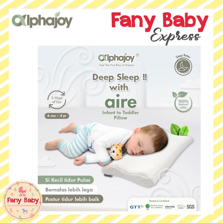 ALPHAJOY AIRE INFANT TO TODDLER PILLOW 100% NATURAL LATEX WITH CASE