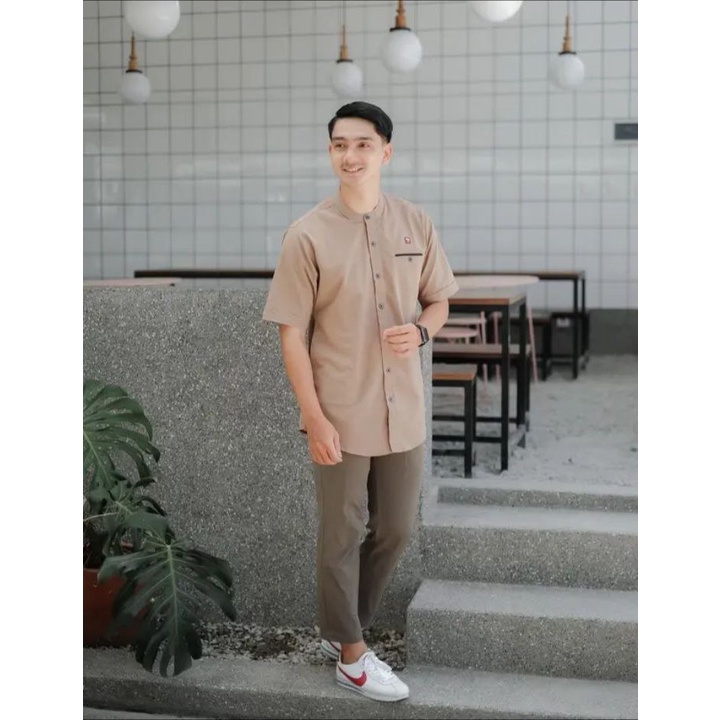 Koko Muslim Casual Lengan Pendek Pria Bahan Katun Adem Premium