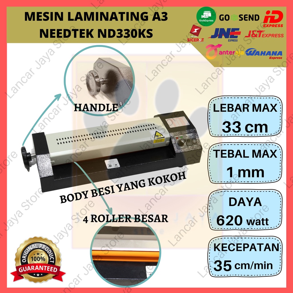 Mesin Laminating Needtek ND330KS  Ukuran A3 (Model Baru)