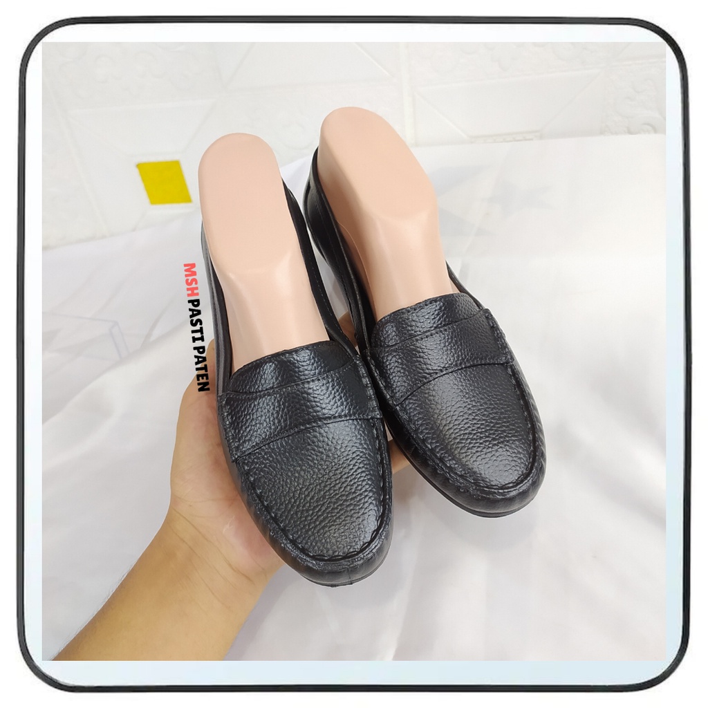 Nexas Sepatu Pantofel Wanita Import Sepatu Hitam Kerja Anti Slip