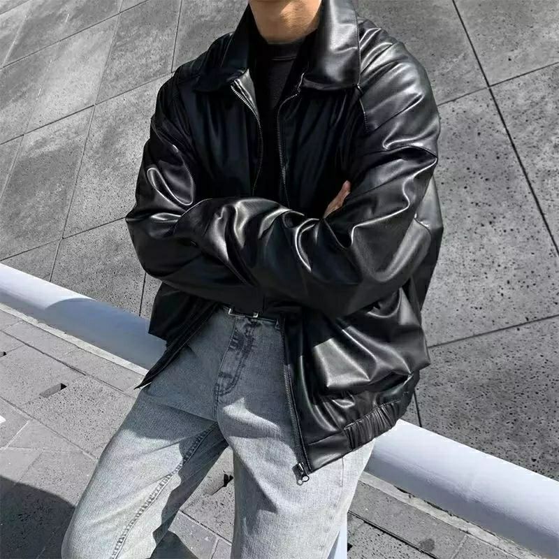 Jaket Kulit Oversize Pria Kerah JNK x Mario Kulit sintetis