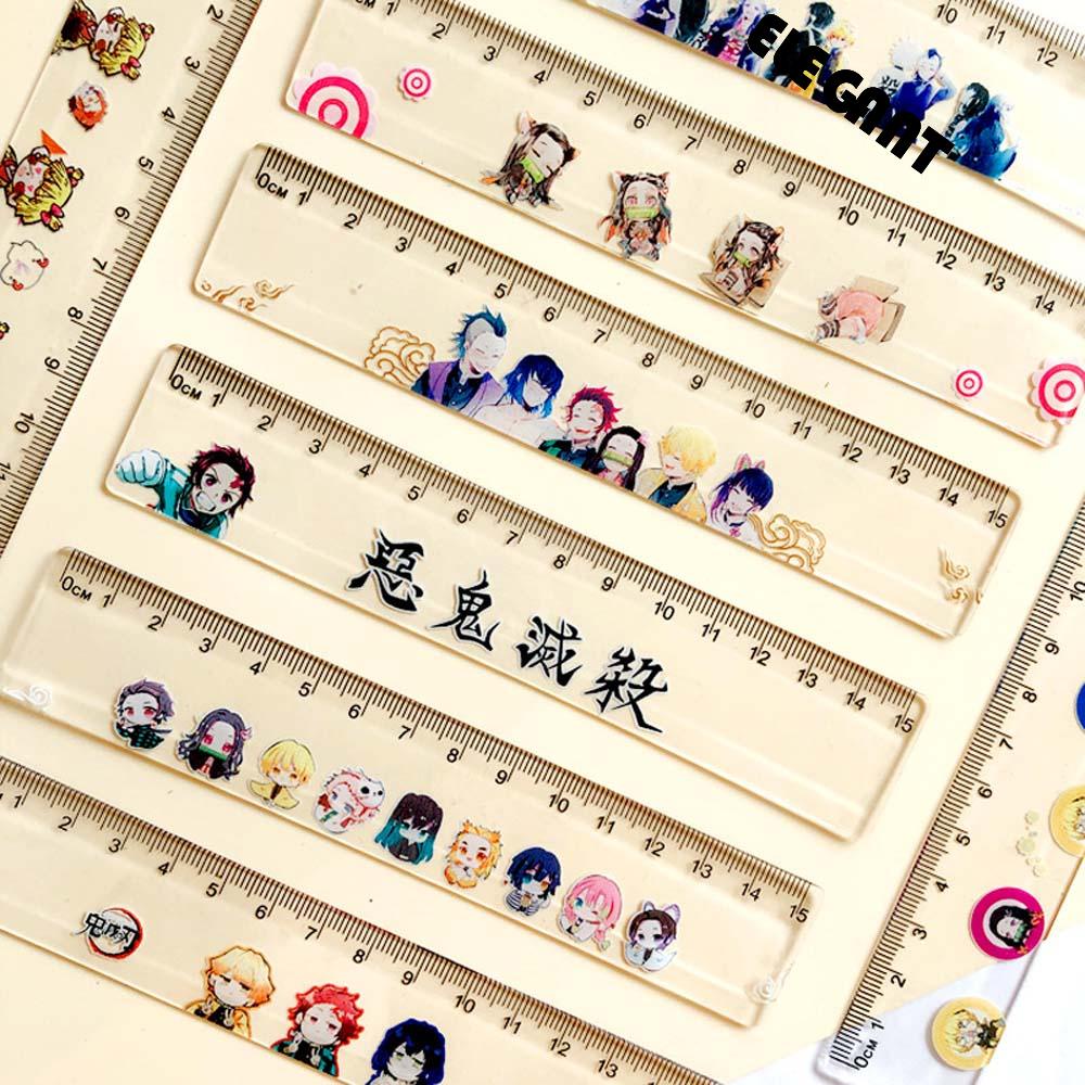 ELEGANT Cartoon Ruler Painting Demon Slayer Measure Ruler Agatsuma Zenitsu Kimetsu No Yaiba Office School Supplies Students Acrylic Kamado Nezuko Anime Stationery