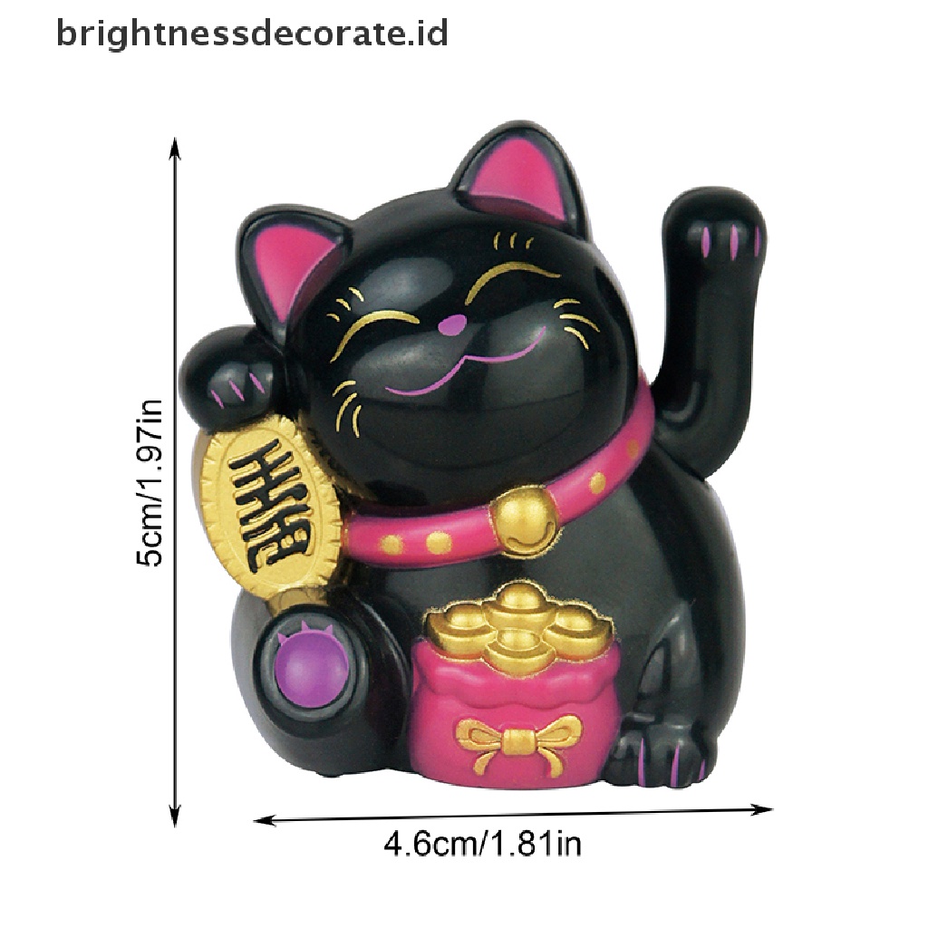 [Birth] 1pc Hiasan Kucing Keberuntungan Mini Solar Otomatis Melambai Dekorasi Mobil Lucky Cat [ID]