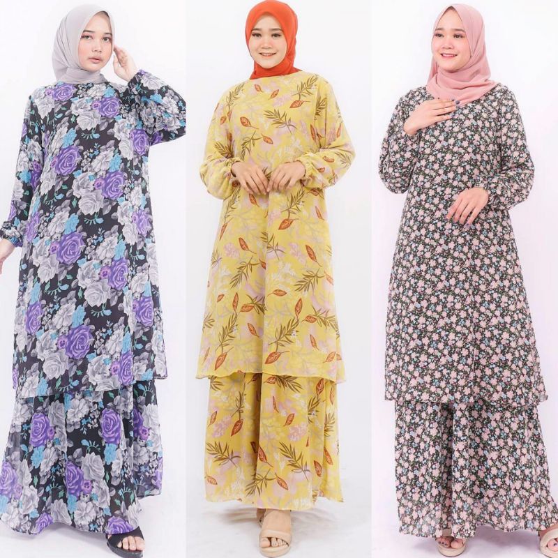 GAMIS MALAYSIA CERUTI MOTIF FULL PURING BY FAMYS PEKANBARU | COD