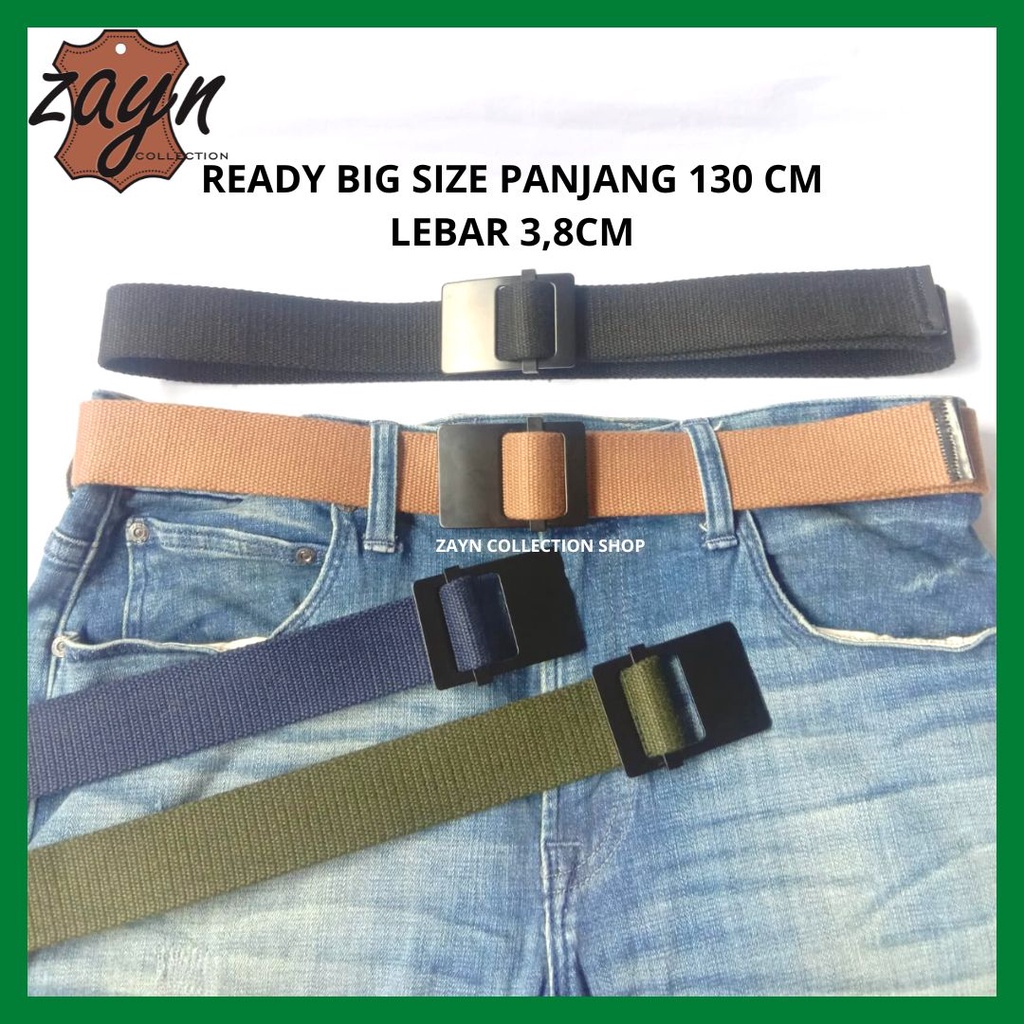 Ikat Pinggang Pria Wanita Bahan Katun Kanvas Buckle Besi Hitam Polos Men Belt Cewek Cowok Gesper Katun Tebal Tactical Murah Gesper Kotak Laki-laki Perempuan