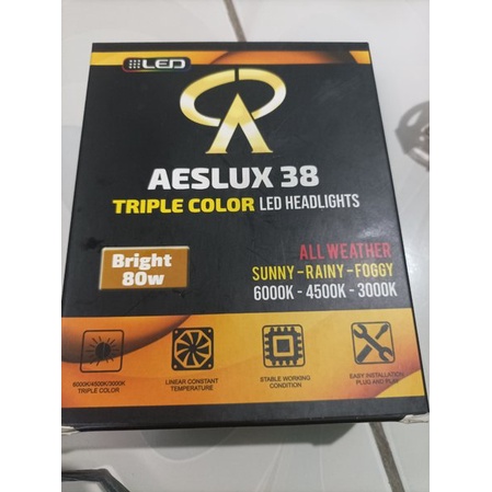 Lampu Utama dan Lampu Depan Mobil H4 Aeslux 38 50watt 3 mode sinar putih kuning warm