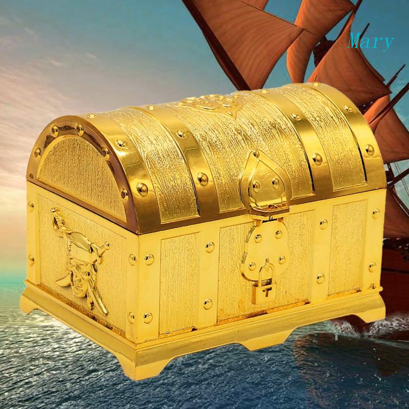 Mary Pirate Treasure Chest Box Permata Perhiasan Pernak Pernik Kenang Kenangan Koin Cash Storage Untuk Case Mainan Anak Hadiah Antik Pesta Fav