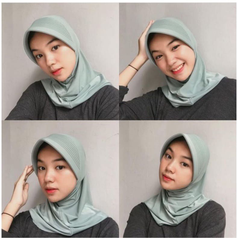 Hijab Instan Sport Kerudung Olahraga spandek bergo polos PET BESAR
