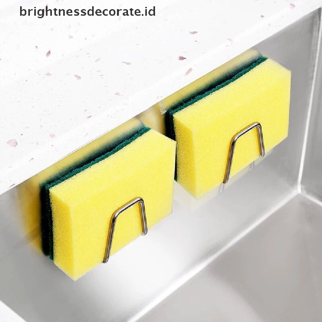 [Birth] Tempat Spons Wastafel Stainless Steel Dapur Self Adhesive Drain Drying Rack [ID]