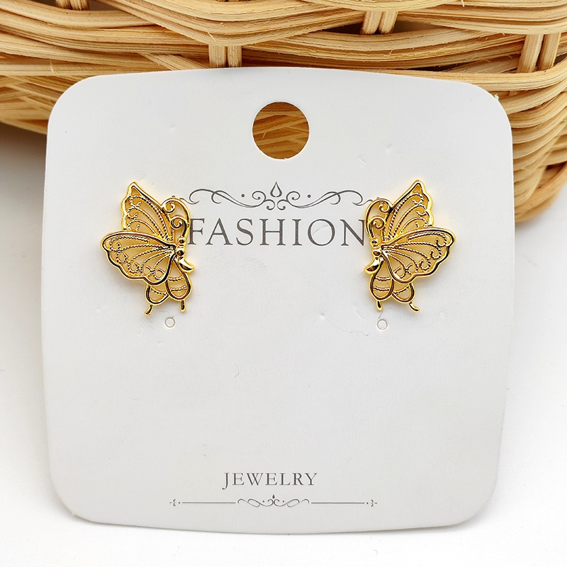 Anting Kupu-Kupu Wanita Anting S925 Berlapis Emas Anting Studded Anting Hadiah Pacar Aksesoris Fashion