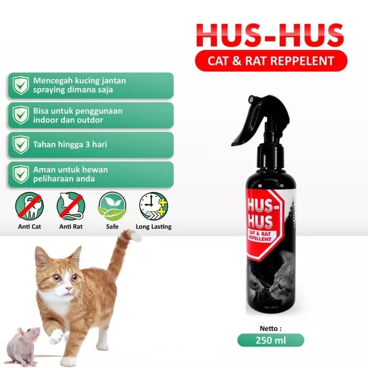 PH.Medan Hus hus Cat and Rat Repellent 250 ml spray pengusir kucing dan tikus agar tidak pee dan poop di sembarang tempat