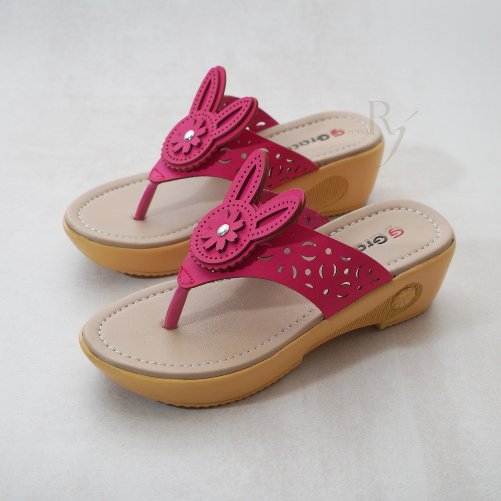 GRACE [ALICE 101] Sandal Wedges Anak Perempuan Sendal Jepit Hak Motif Anak Perempuan