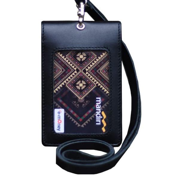 

한국 HARGA MURAH Id Card Holder Double Flip Magnet Tali Kulit Hitam Terlaris