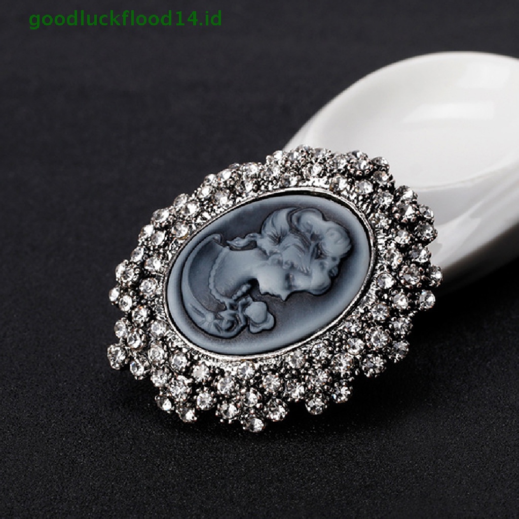 [GOOGFOUR] 1pc Vintage Cameo Victoria Gaya Kristal Pesta Pernikahan Wanita Liontin Bros Pin [TOP]