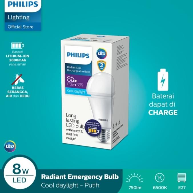 Lampu Emergency Darurat LED PHILIPS RadiantLine Rechargeable 11w Putih