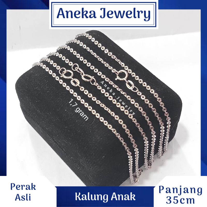 Kalung Anak Holo Ukir, Sepuh Emas Putih, Perak 925