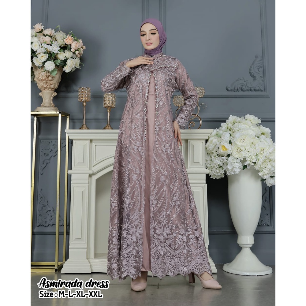 ASMIRALDA DRESS PAYET MEWAH / GAMIS REGINA 2 BROKAT TULLE / GAMIS KONDANGAN  LEBARAN 2023 / COD