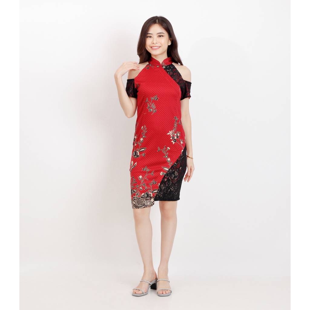 Baju Batik Wanita – Ceongsam Batik Wanita  014 - 031 - 032 Red koin  Mrs1