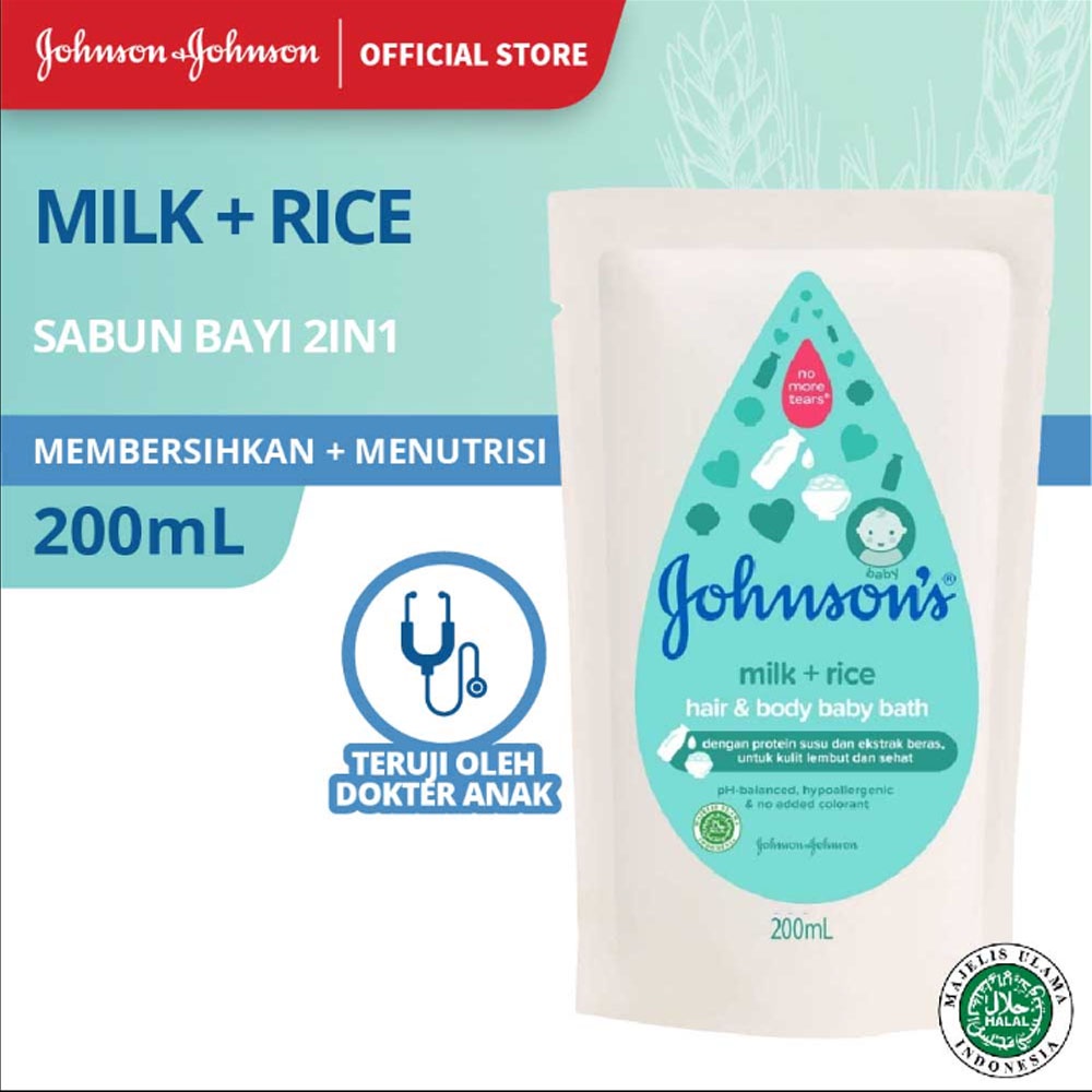 Johnson's Baby Milk Rice Bath Pouch 200 mL