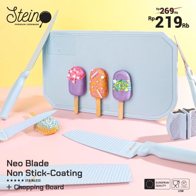 Pisau Stein Steincookware Neo Blade Knives + Chopping Pisau + Talenan