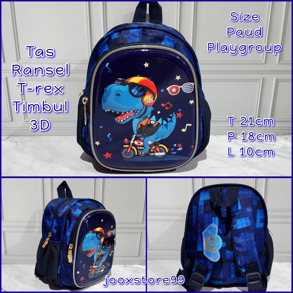 Tas Sekolah Ransel Anak Playgroup / Paud Motif Timbul 3D Glossy Tas Gendong Anak Import Backpack Anak Perempuan dan Laki - Laki