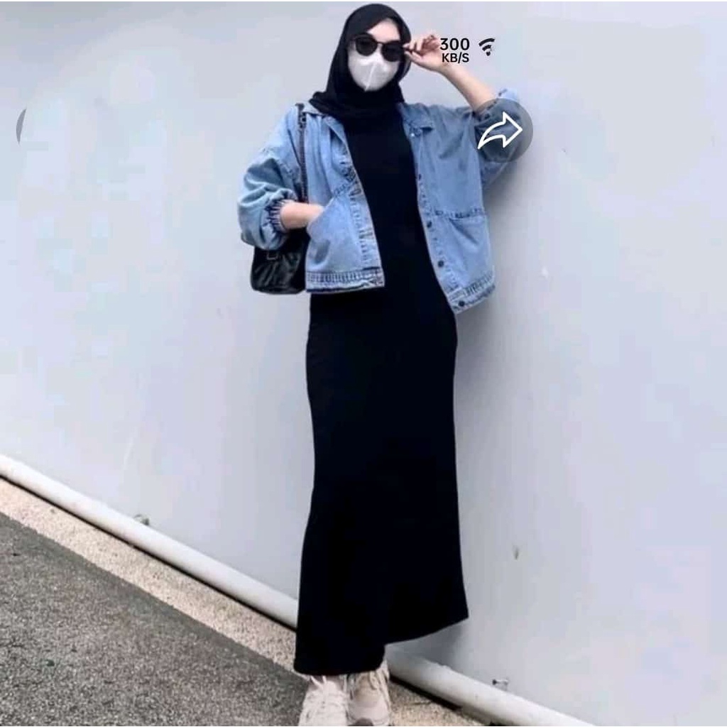 inner dalaman gamis tanpa lengan hitam