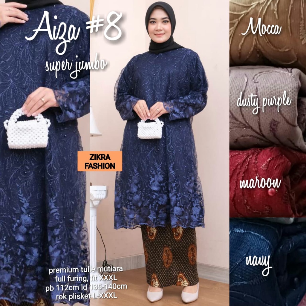 AIZA KEBAYA LD 140 SETELAN KEBAYA TUTU TILE TUNIK BRUKAT JUMBO CASUAL PREMIUM