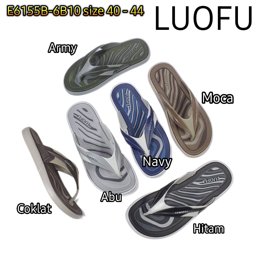 LUOFU ORIGINAL sandal karet empuk murah cowok jepit sendal cowok import E6155B-6B10