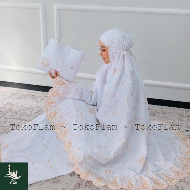 TOKO FLAM MUKENA GRACELLA PLATINUM BUNGA TERATAI JUMBO FULL BORDIR KATUN