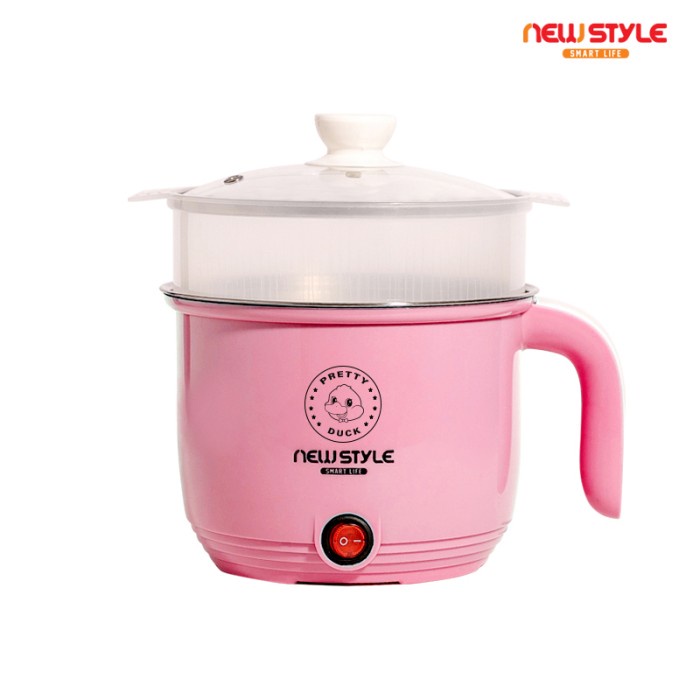 panci listrik Panci Listrik Y05 Panci Elektrik Multifungsi Elektrik Cooker Stainless - Merah Muda(B1