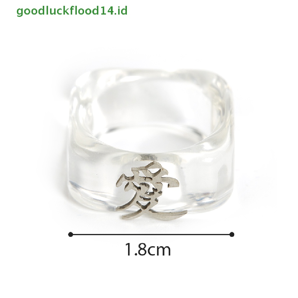 [GOOGFOUR] Korea Cinta Resin Transparan Cincin Wanita Vintage Hadiah Persahabatan Pesta Punk Ring [TOP]