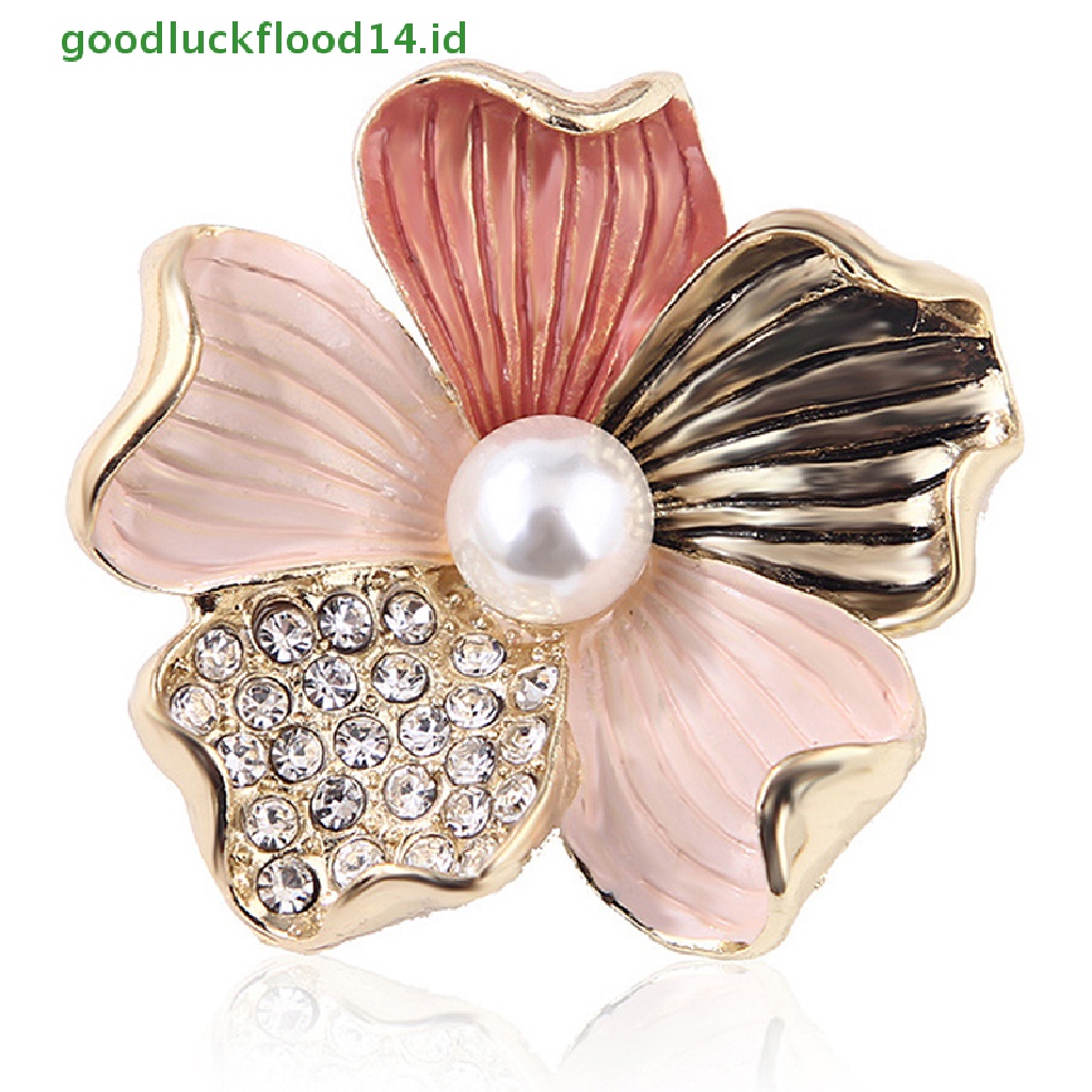 [GOOGFOUR] Fashion Kristal Berlian Imitasi Mutiara Bunga Bros Pin Wanita Gadis Anti-exposure Brooch [TOP]