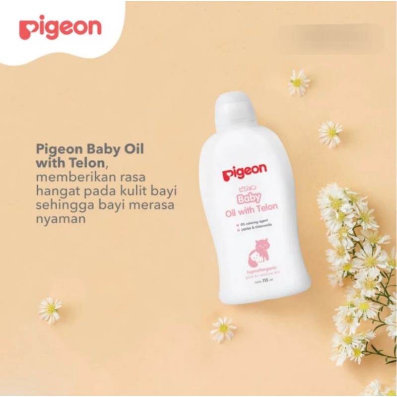 Pigeon Baby Oil With Telon / minyak Telon 115ml Urut  pijat bayi / Pigeon baby Oil Natural Essential 100ml