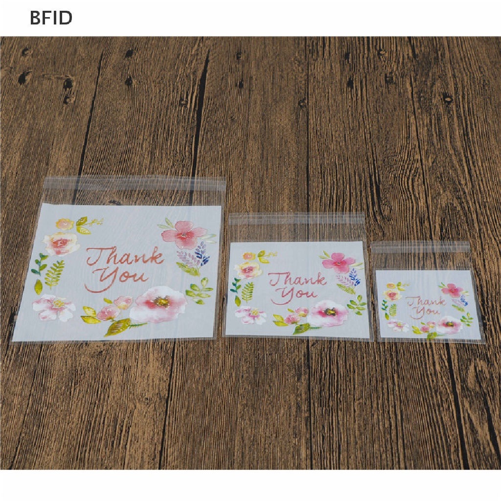 [BFID] 100pcs 3ukuran Plastik Thank You Cookie Paket Candy Bag Self Adhesive [ID]