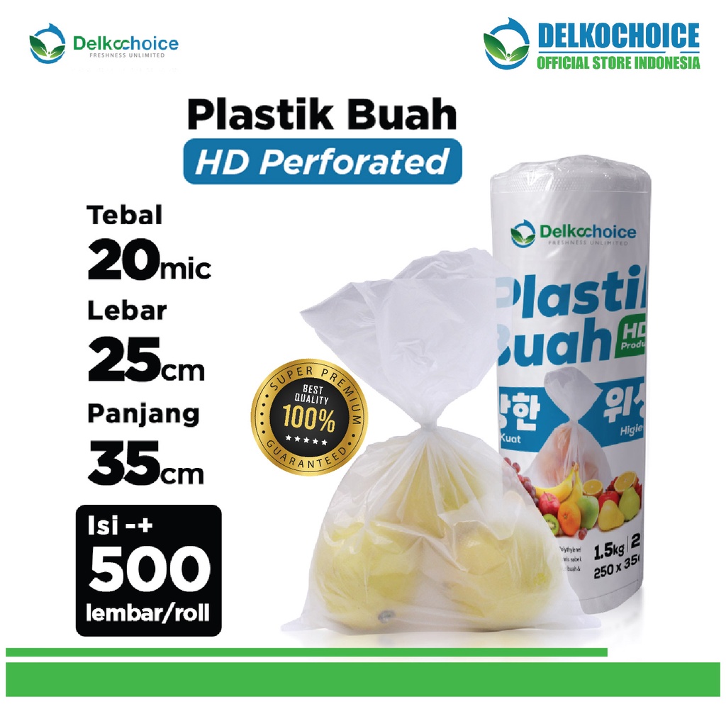 PLASTIK HD 25x35cm BUAH SAYUR FOTOKOPI Perforated DELKOCHOICE SNI ROLL Plastik Buah TERMURAH / SATUA